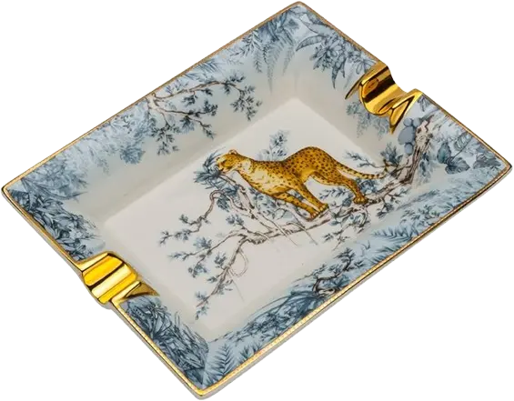 CIGAR ASHTRAY LEOPARD PORCELAIN