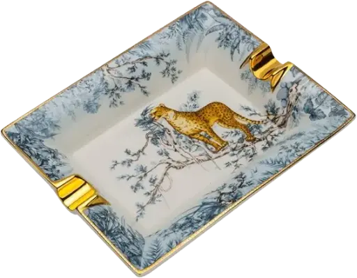 CIGAR ASHTRAY LEOPARD PORCELAIN